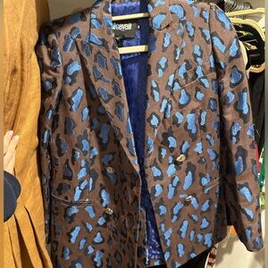 Blue and Brown Leopard Print Women's Jacket